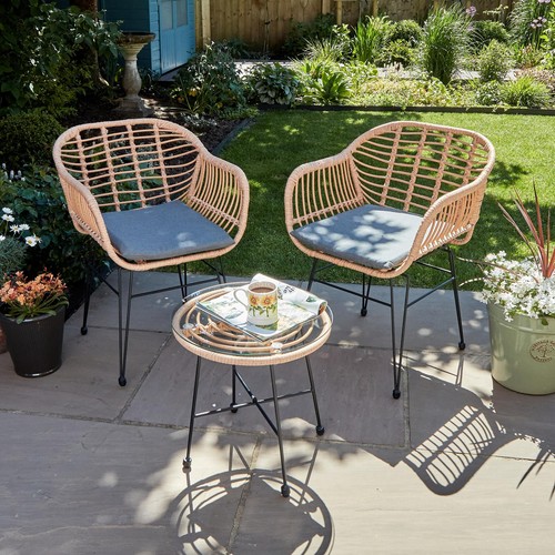 Bistro set natural wicker - set,