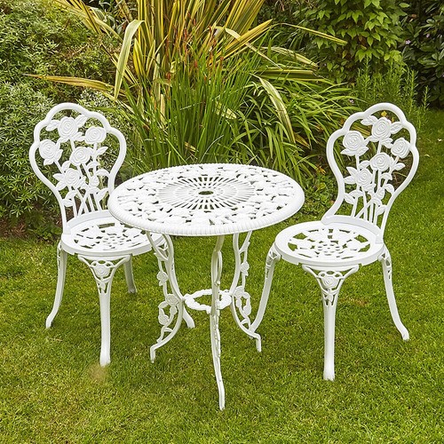 White metal bistro set piece - metal,