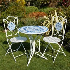 Bistro Set Blue White Mosaic