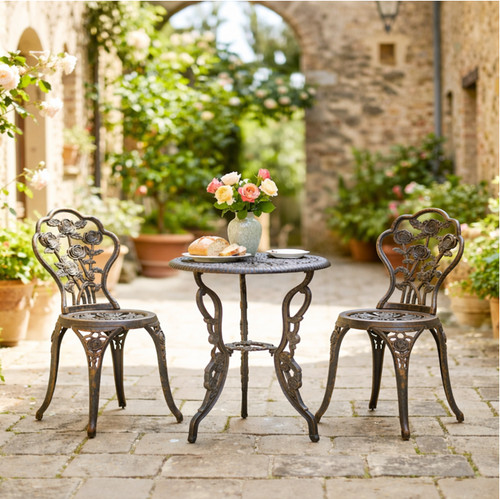 Cast aluminium bistro set - cast,