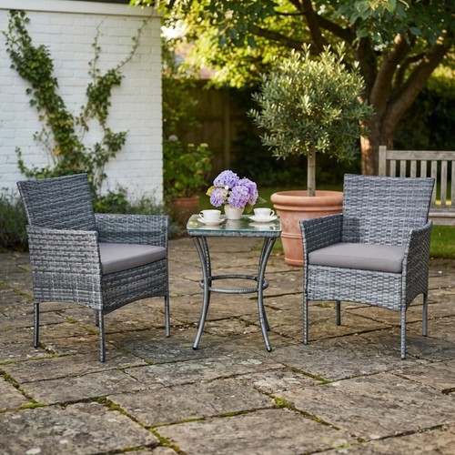 Piece grey rattan bistro - grey,