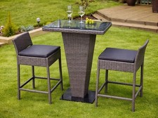 3 Piece Outdoor Rattan Bar Set