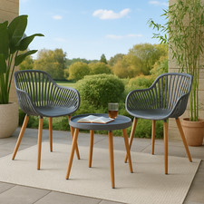 3 Piece Garden Bistro Set Grey
